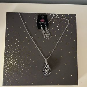 NWT Silver Long Necklace with Earrings